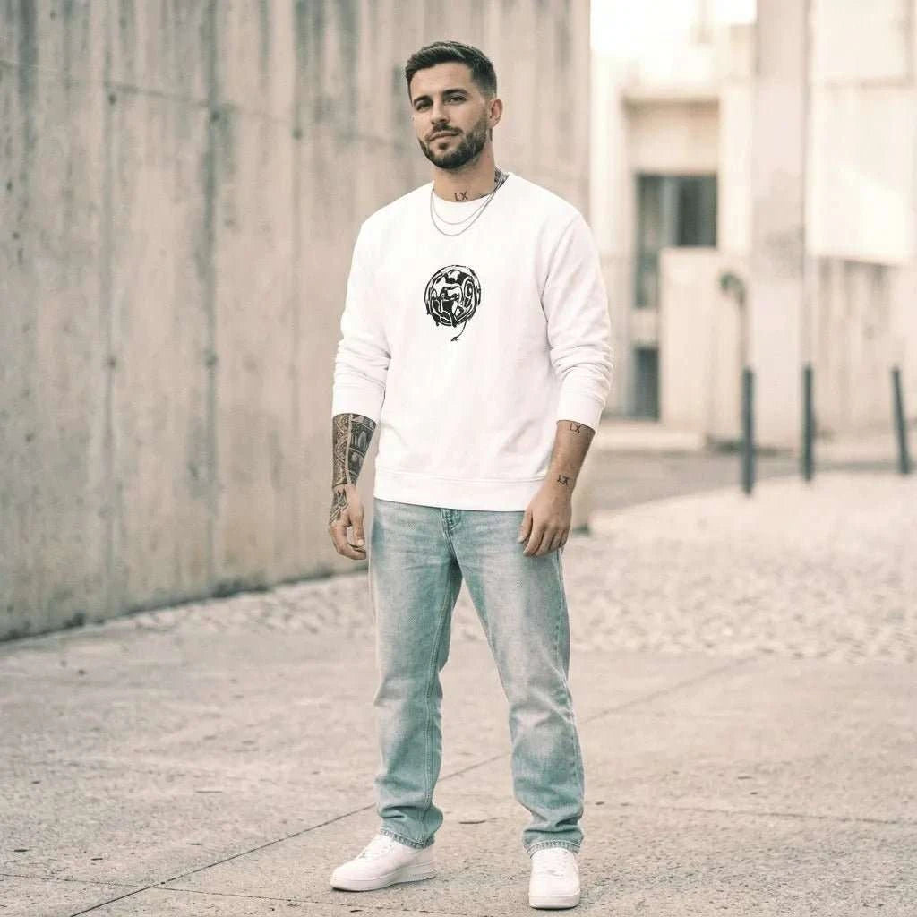 White Distort Oversized Sweatshirt