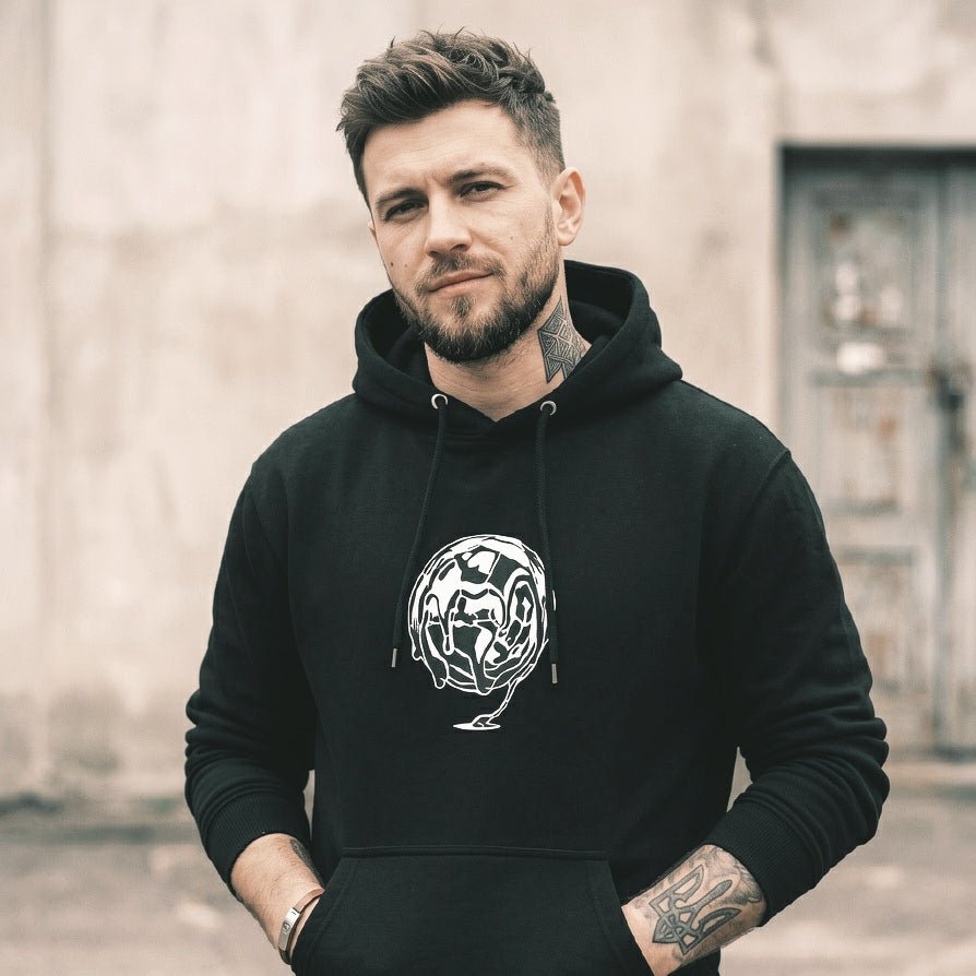 Black Distort Oversized Hoodie – Heavyweight Minimalist Streetwear - SYN3R Minimalist Streetwear