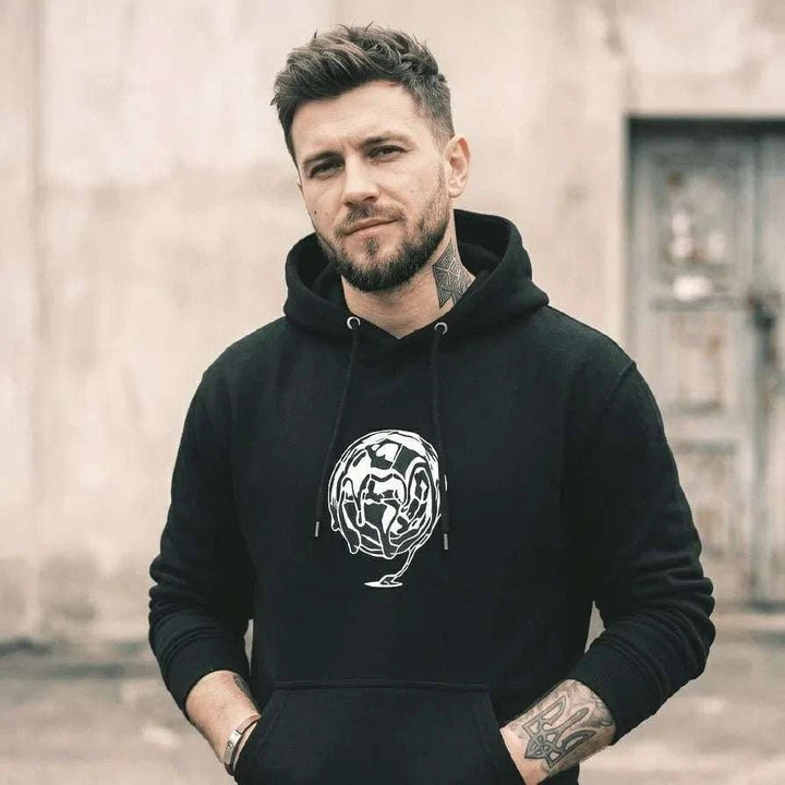Black Distort Oversized Hoodie - SYN3R Minimalist Streetwear