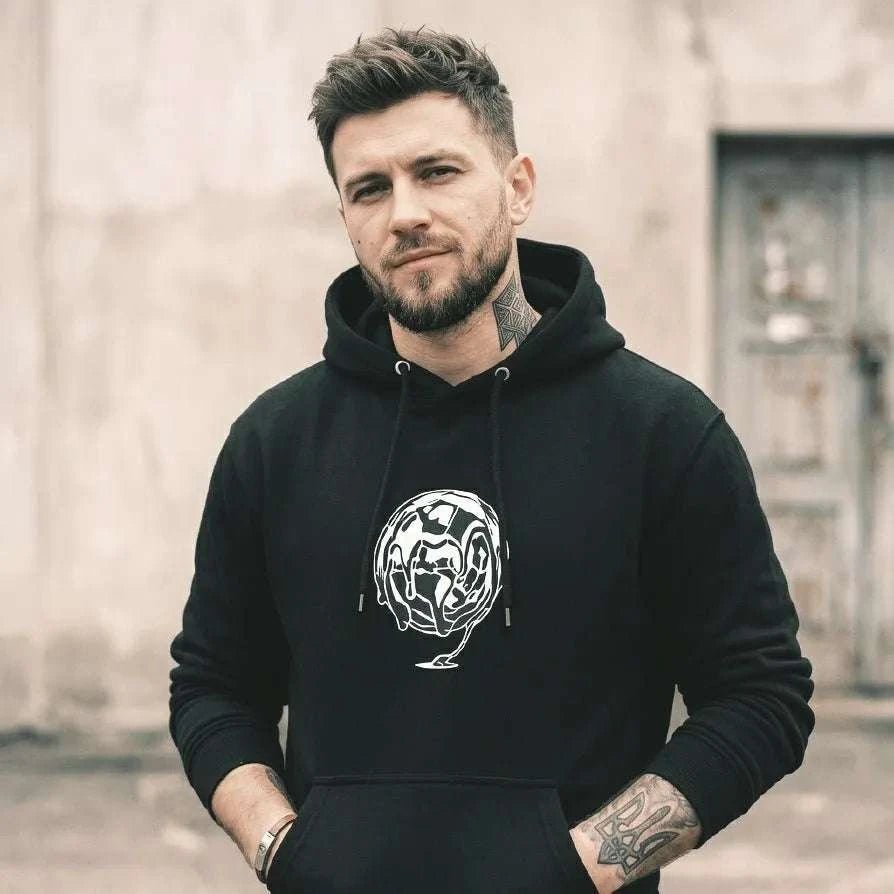 Black Distort Oversized Hoodie - SYN3R Minimalist Streetwear