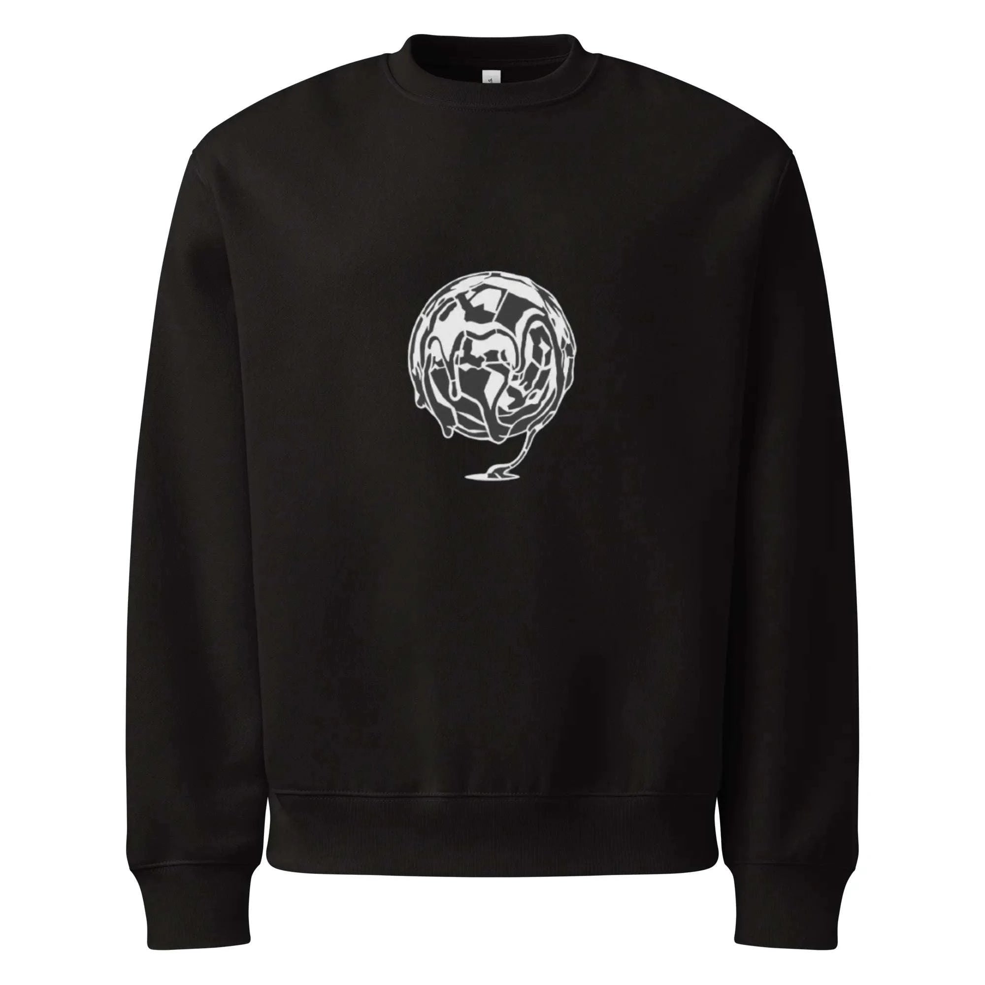 Black Distort Oversized Sweatshirt – Heavyweight Streetwear Layer - SYN3R Minimalist Streetwear