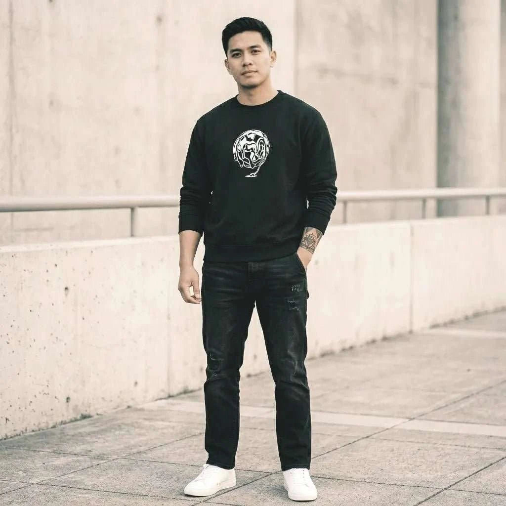 Black Distort Oversized Sweatshirt