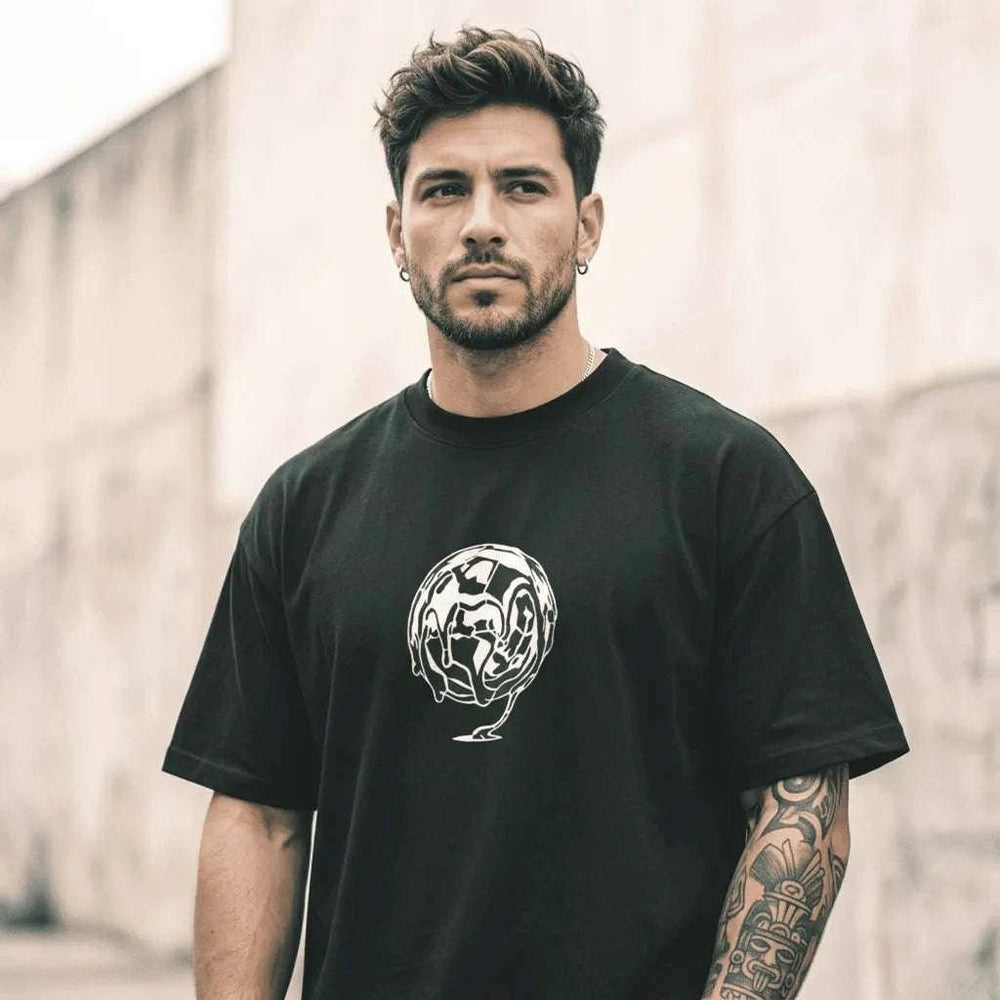 Black Distort Oversized T-Shirt - SYN3R Minimalist Streetwear