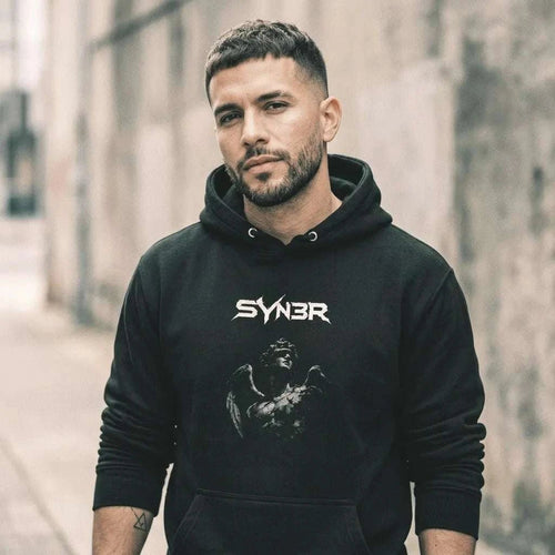 Black Signal Oversized Hoodie - SYN3R Minimalist Streetwear