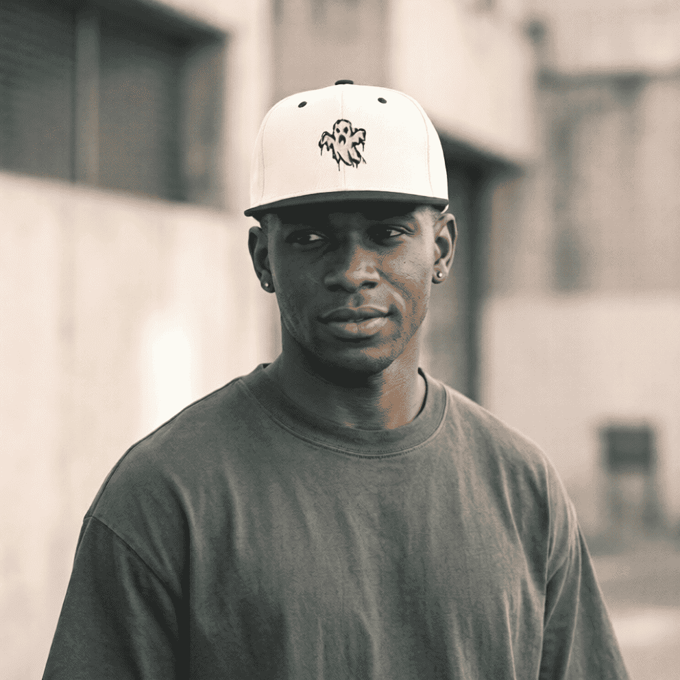 Ghoul White & Black Snapback Cap - SYN3R Minimalist Streetwear