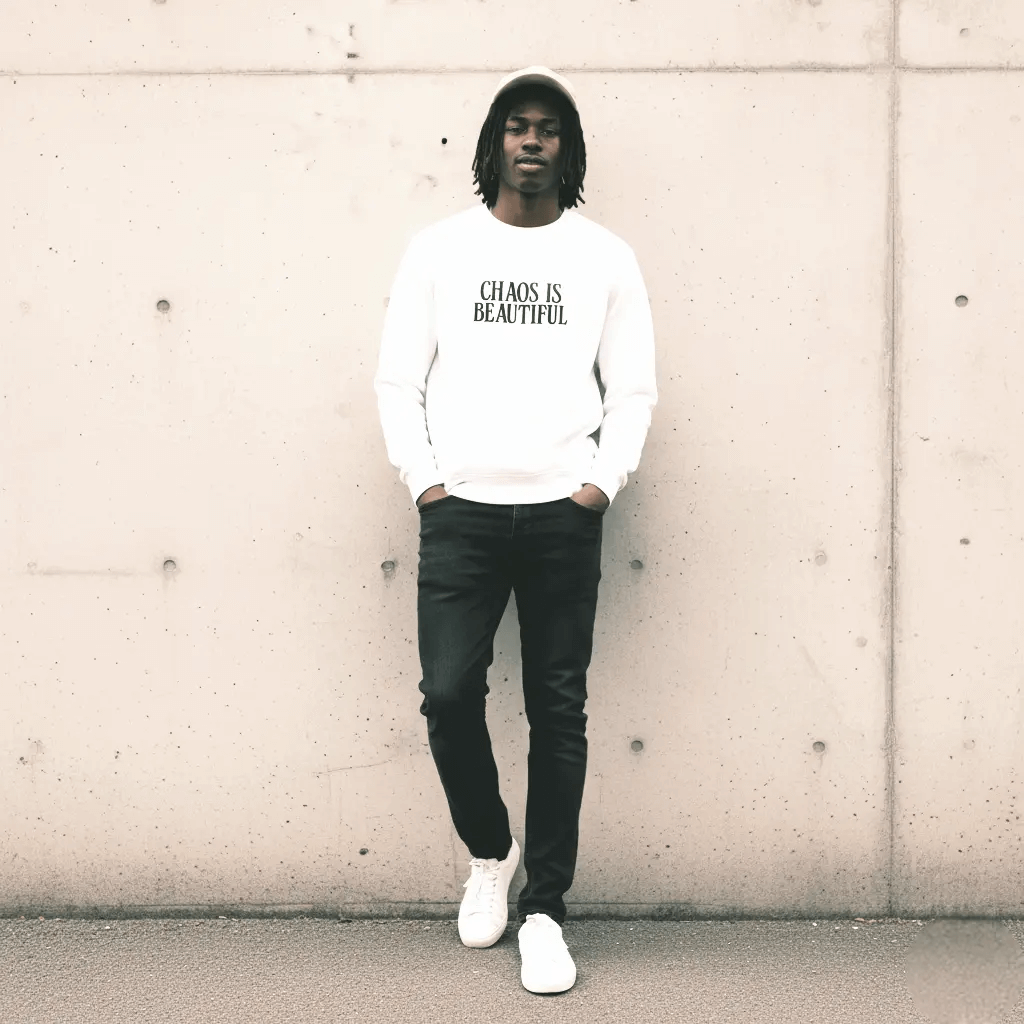 SYN3R CHAOS SWEATSHIRT - White | Cozy Oversized Fleece - SYN3R