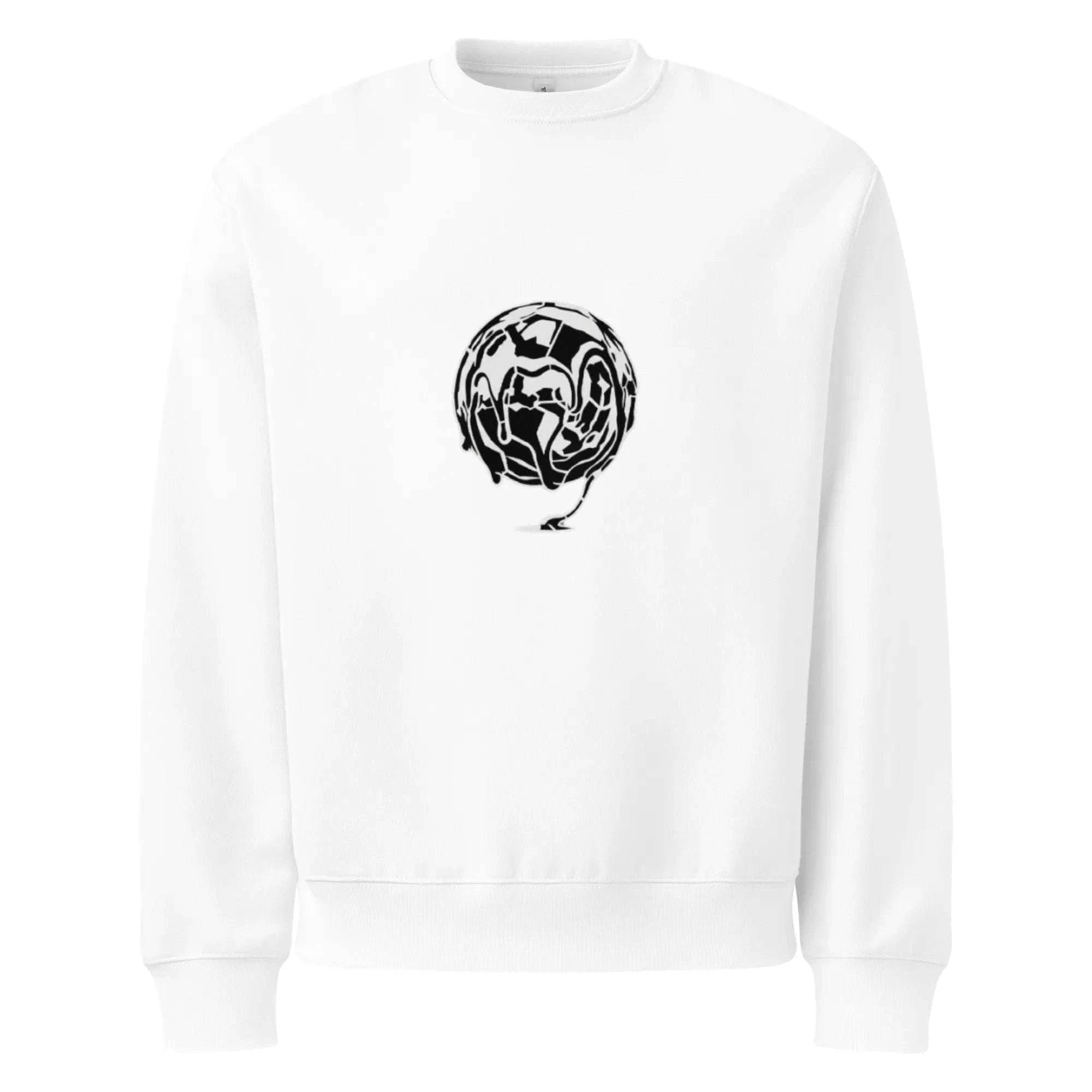White Distort Oversized Sweatshirt – Minimalist Heavyweight Streetwear Layer - SYN3R Minimalist Streetwear