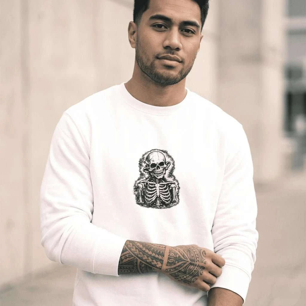 White Splinter Oversized Sweatshirt – Fractured Streetwear Layer - SYN3R Minimalist Streetwear