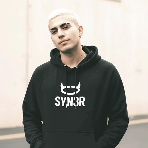Black Minimalist Oversized Hoodie – Streetwear (400GSM Heavyweight) - SYN3R Minimalist Streetwear
