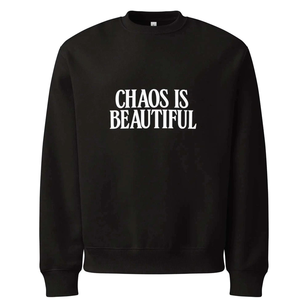 Black CHAOS Oversized Sweatshirt - SYN3R Minimalist Streetwear