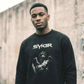 Black Signal Oversized Sweatshirt – Minimalist Heavyweight Streetwear - SYN3R Minimalist Streetwear