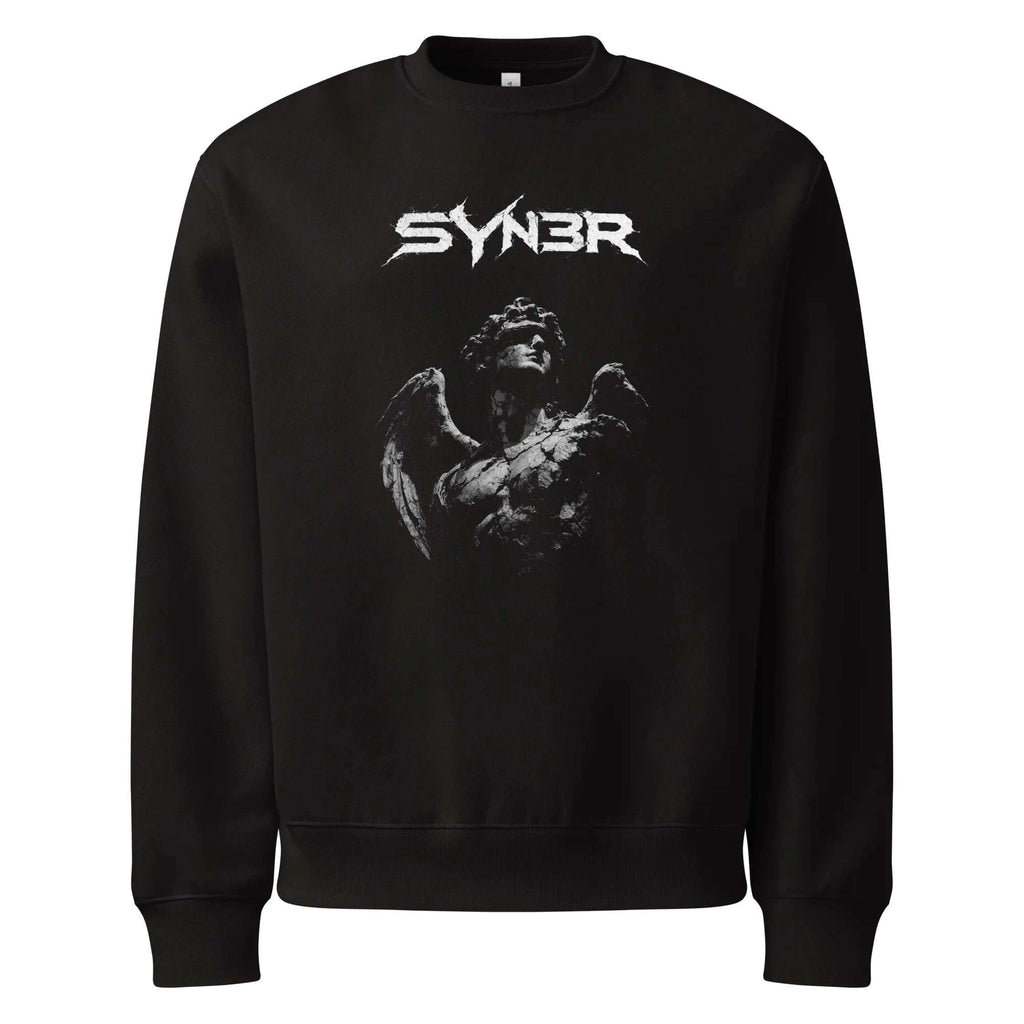 Black Signal Oversized Sweatshirt – Minimalist Heavyweight Streetwear - SYN3R Minimalist Streetwear
