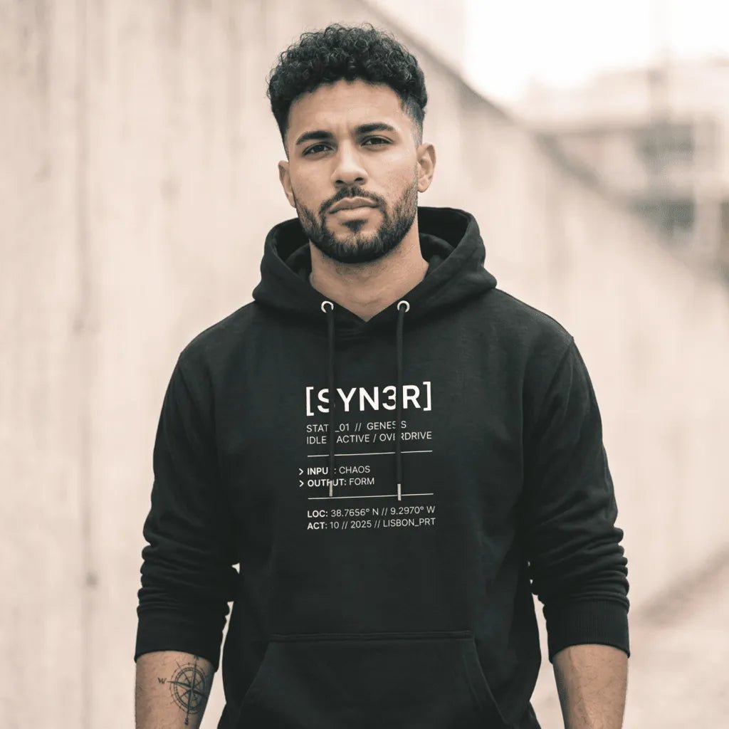Black State Oversized Hoodie – Minimalist Streetwear Heavyweight (400GSM) | SYN3R - SYN3R Minimalist Streetwear