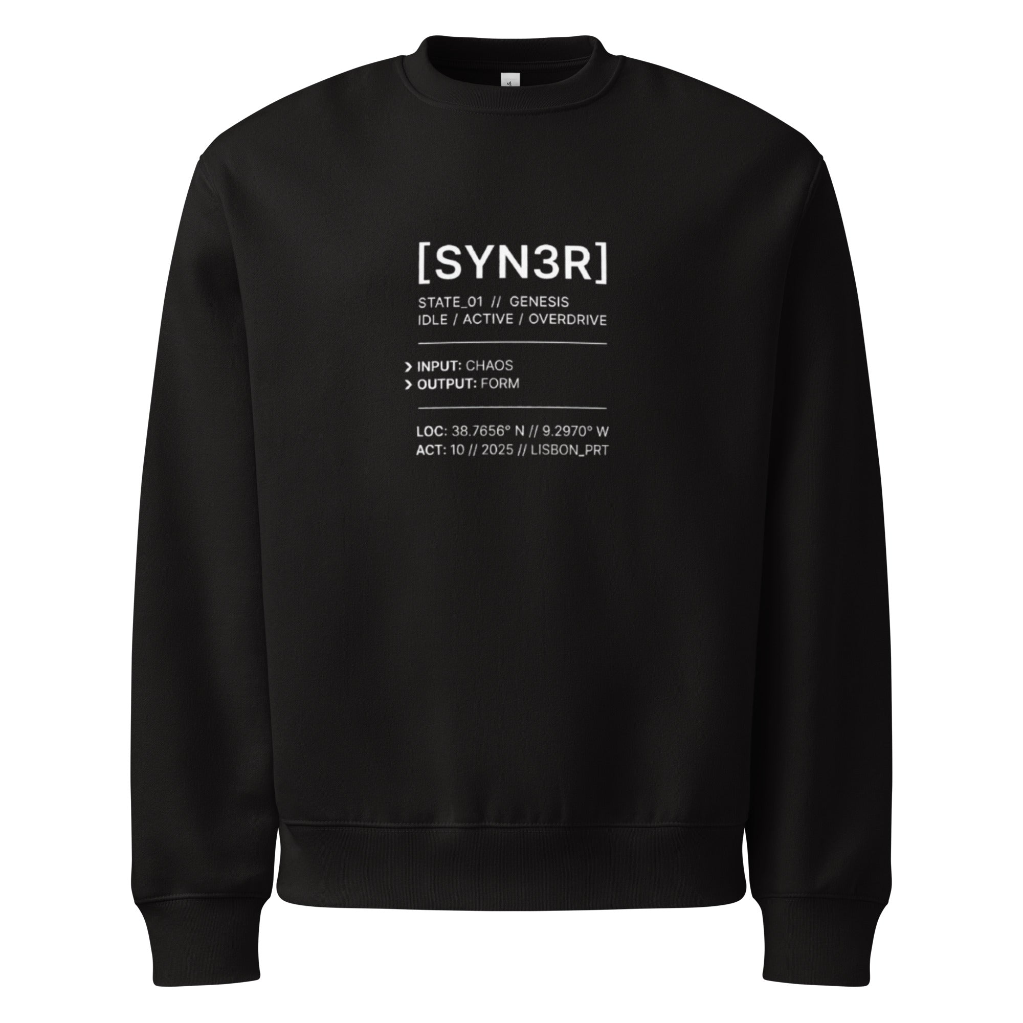 Black State Oversized Sweatshirt – Minimalist Heavyweight Streetwear (400GSM) | SYN3R - SYN3R Minimalist Streetwear
