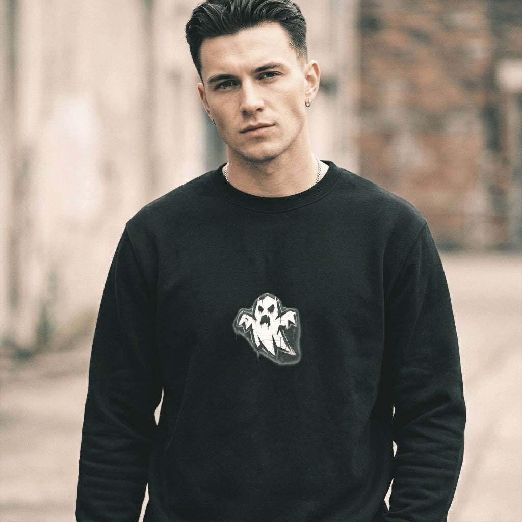 Ghoul Black Oversized Sweatshirt - SYN3R Minimalist Streetwear