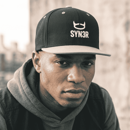 Core Snapback Cap Black & Grey - SYN3R Minimalist Streetwear