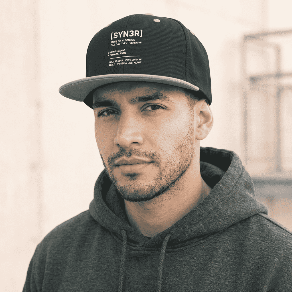 State Snapback Cap Black & Grey - SYN3R Minimalist Streetwear