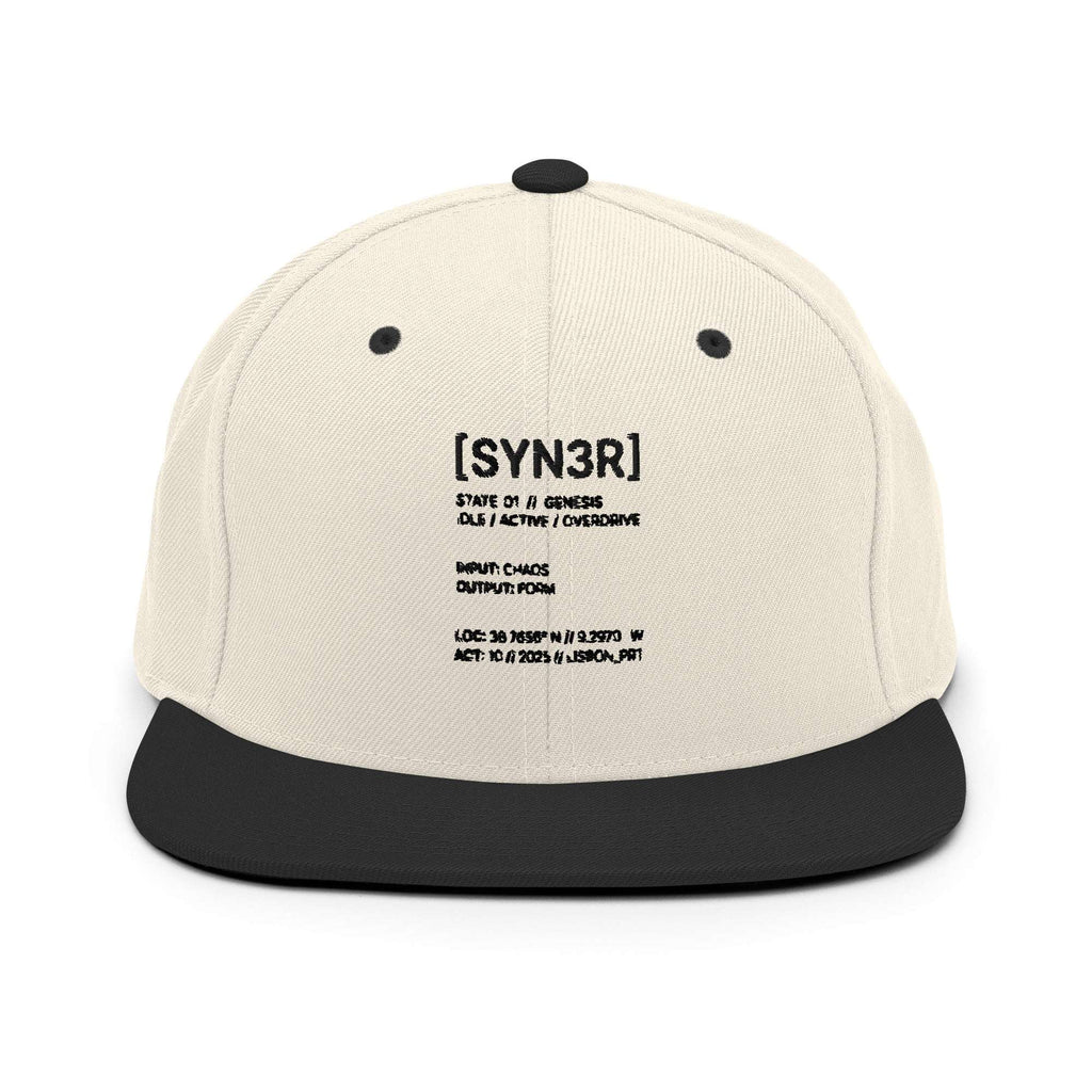 State Snapback Cap White & Black - SYN3R Minimalist Streetwear