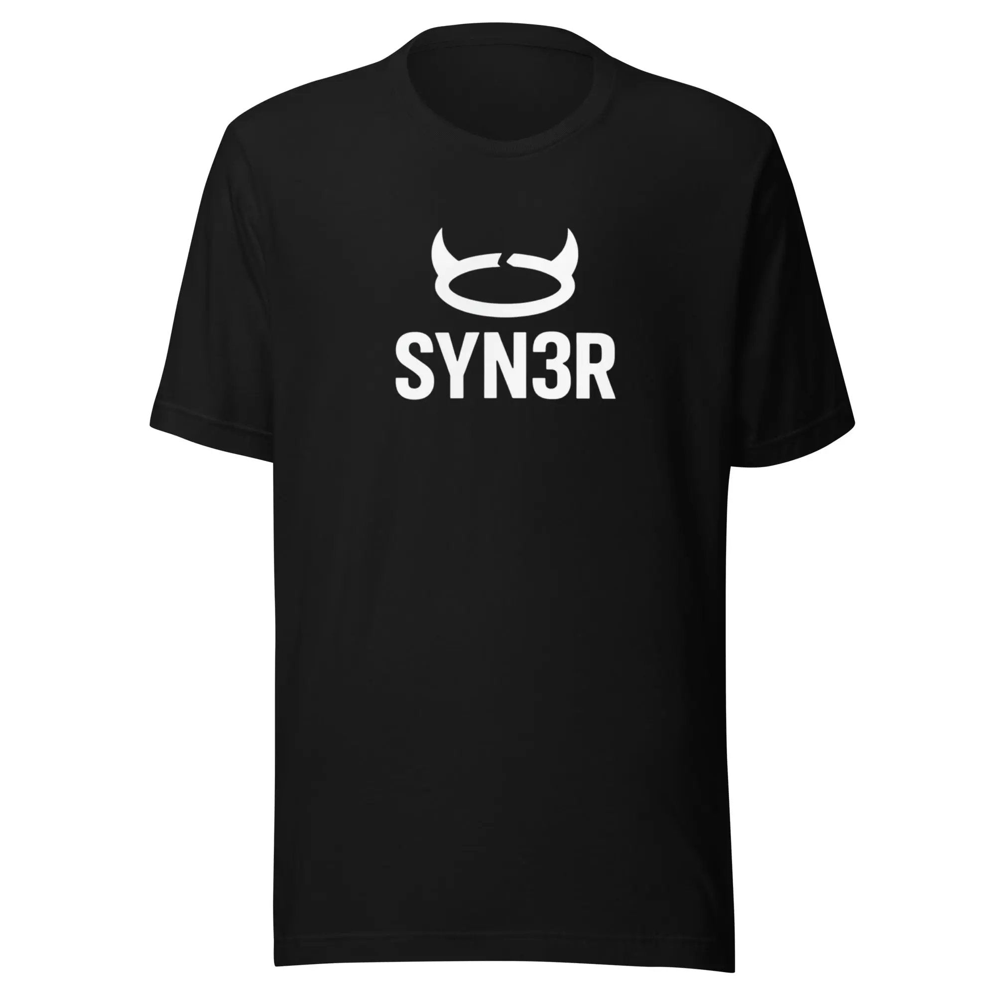 Black SYN3R oversized streetwear t-shirt with logo