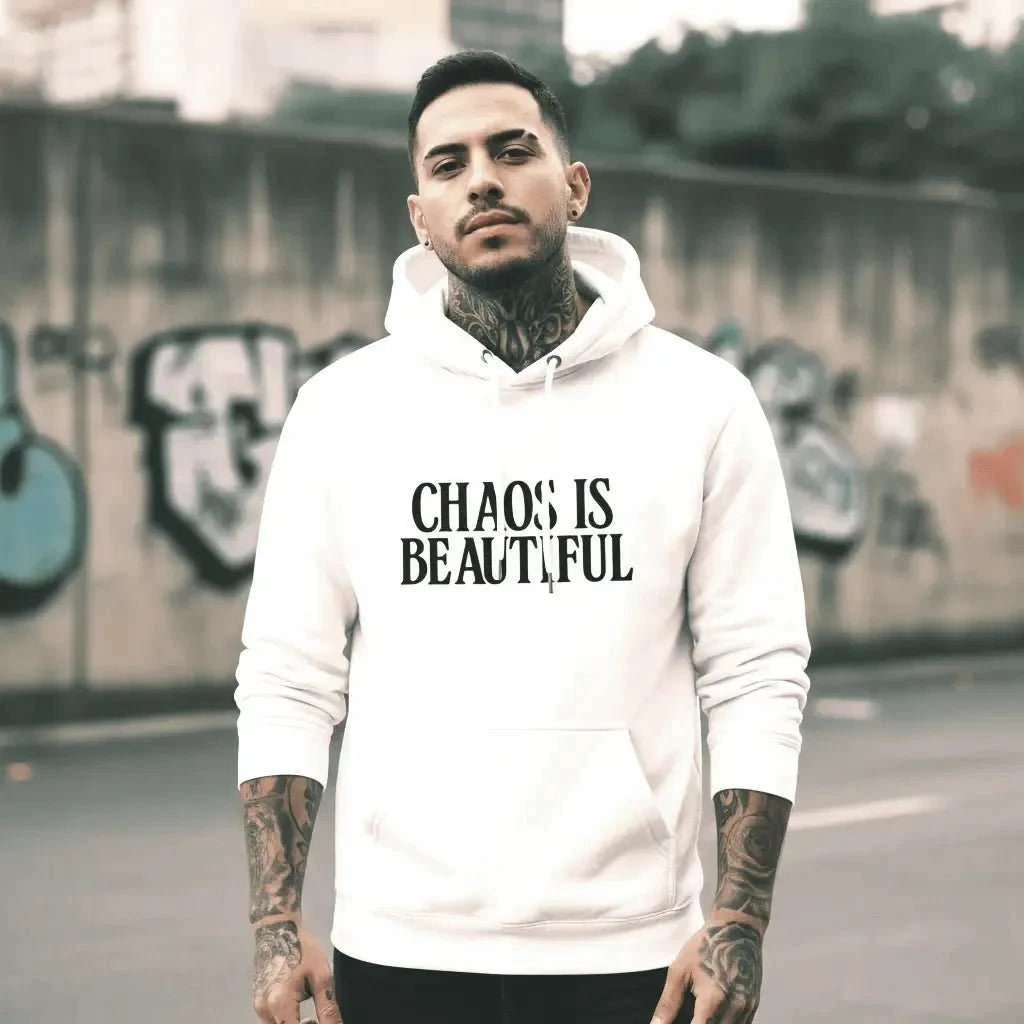 White Minimalist Oversized Hoodie – Streetwear Heavyweight (400GSM) - SYN3R Minimalist Streetwear