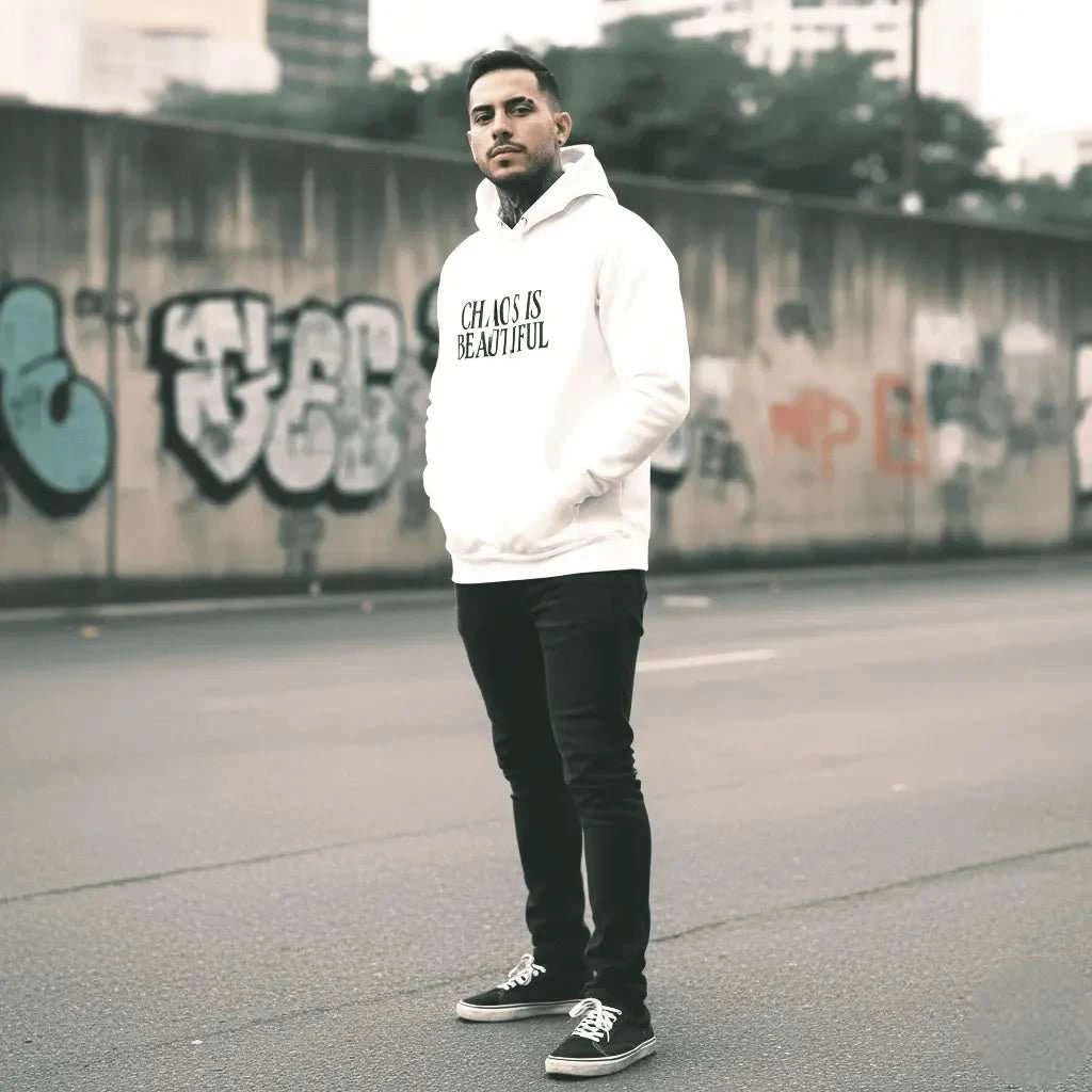 White CHAOS Oversized Hoodie