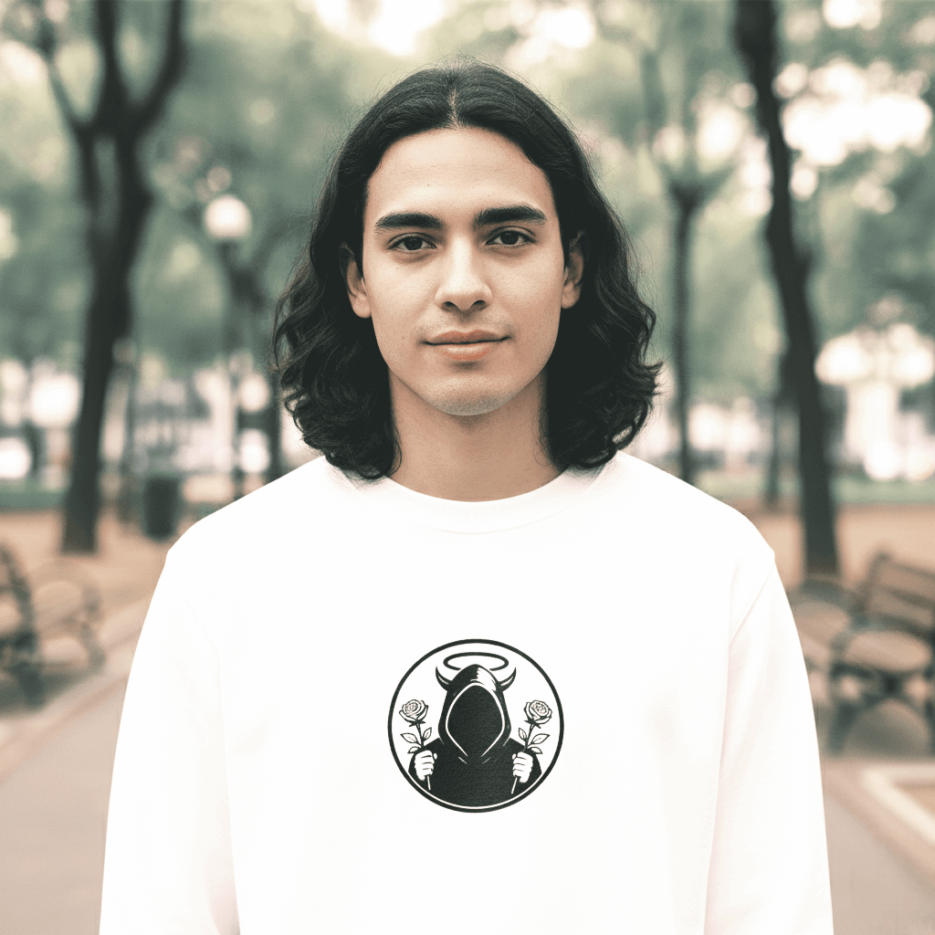 White Oversized Sweatshirt by SYN3R – close-up of heavyweight cotton texture