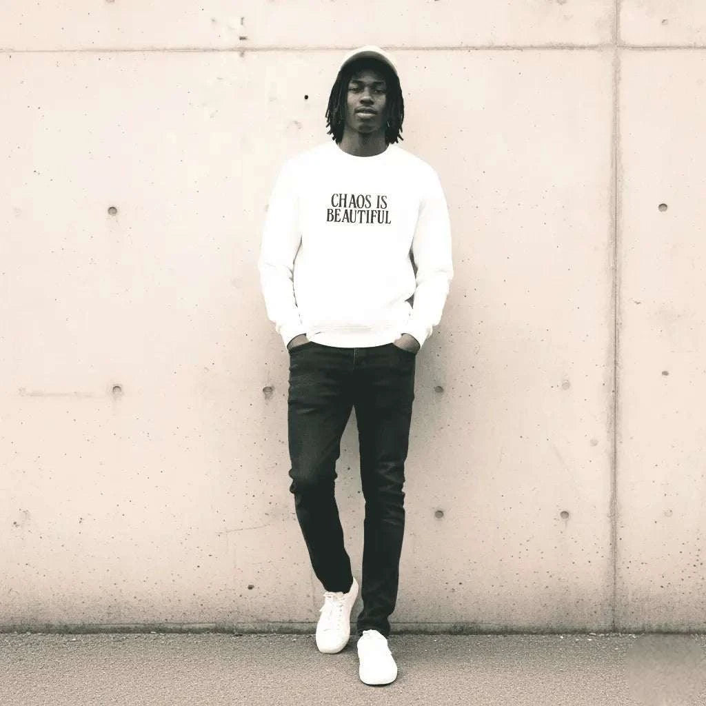 White Premium Sweatshirt – Elevated Oversized Streetwear (400GSM Heavyweight) - SYN3R Minimalist Streetwear