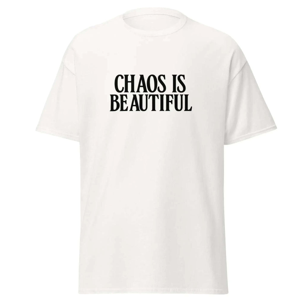 White CHAOS Oversized T-Shirt - SYN3R Minimalist Streetwear