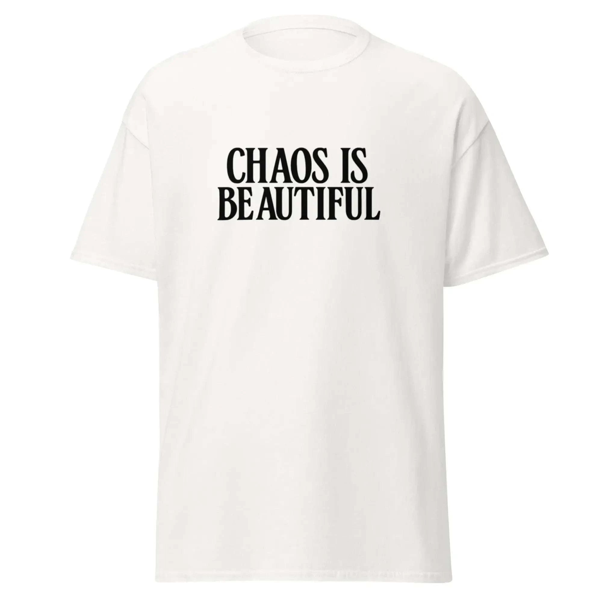 White CHAOS Oversized T-Shirt - SYN3R Minimalist Streetwear