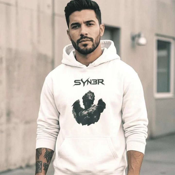 White Signal Oversized Hoodie, fabric close-up
