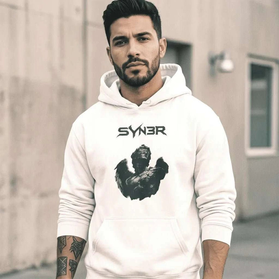 White Signal Oversized Hoodie, fabric close-up