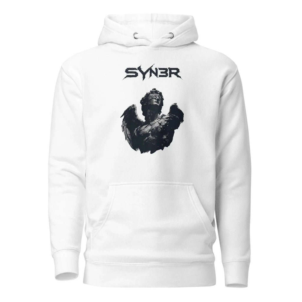 White Signal Oversized Hoodie – Minimalist Streetwear Heavyweight (400GSM) - SYN3R Minimalist Streetwear