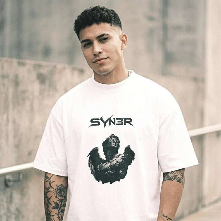White Signal Oversized T-Shirt, fabric close-up