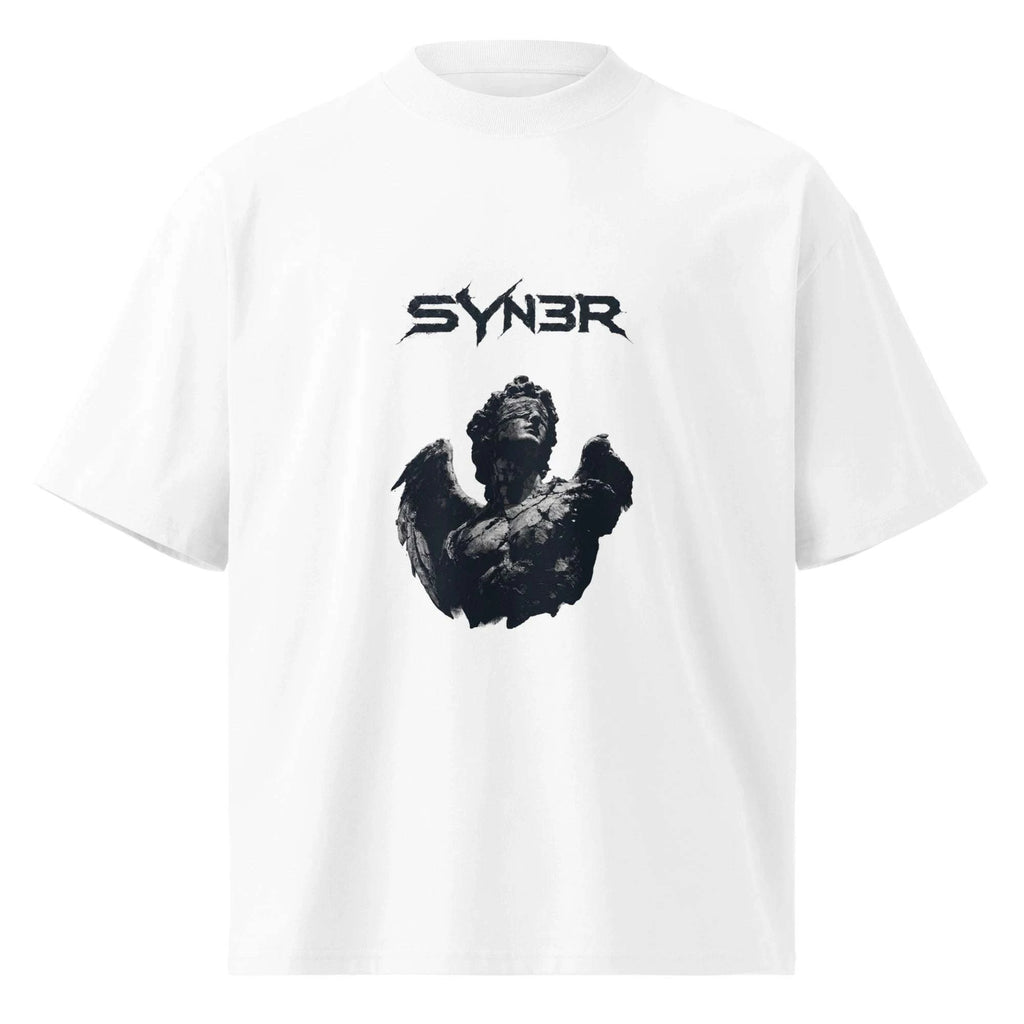 White Signal Oversized T-Shirt – Minimalist Streetwear Essential (240GSM) - SYN3R Minimalist Streetwear
